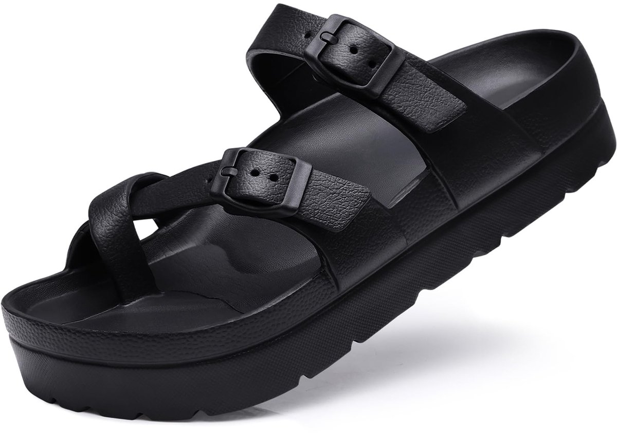 OLANLY - Ergonomic Flip-Flops - Dames Slippers - Anatomic Dames Slippers - Zwart
