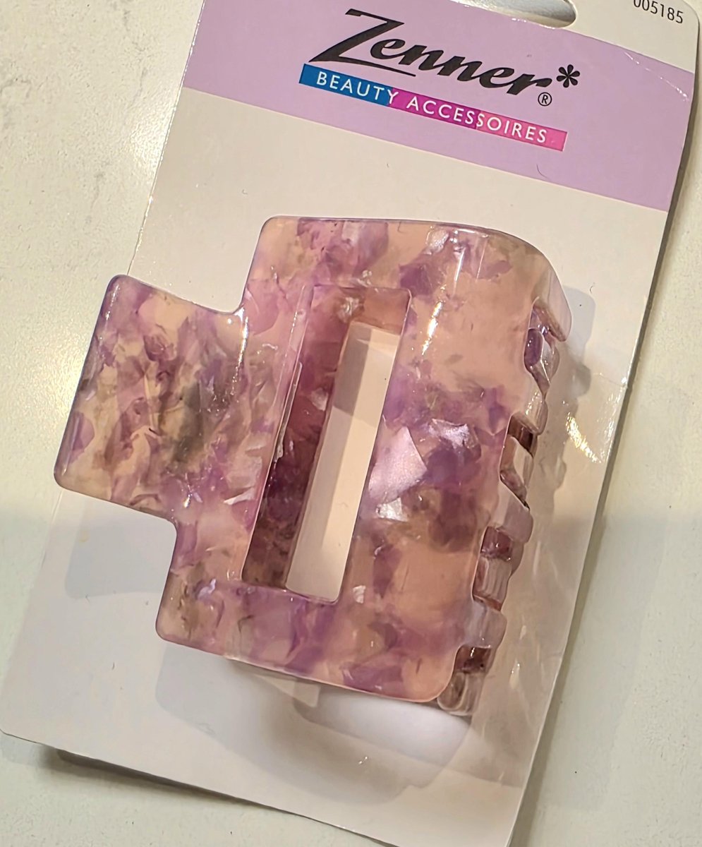 Zenner - haarklem midi - roze marmer look - rechthoek open - haarclip getand 5cm