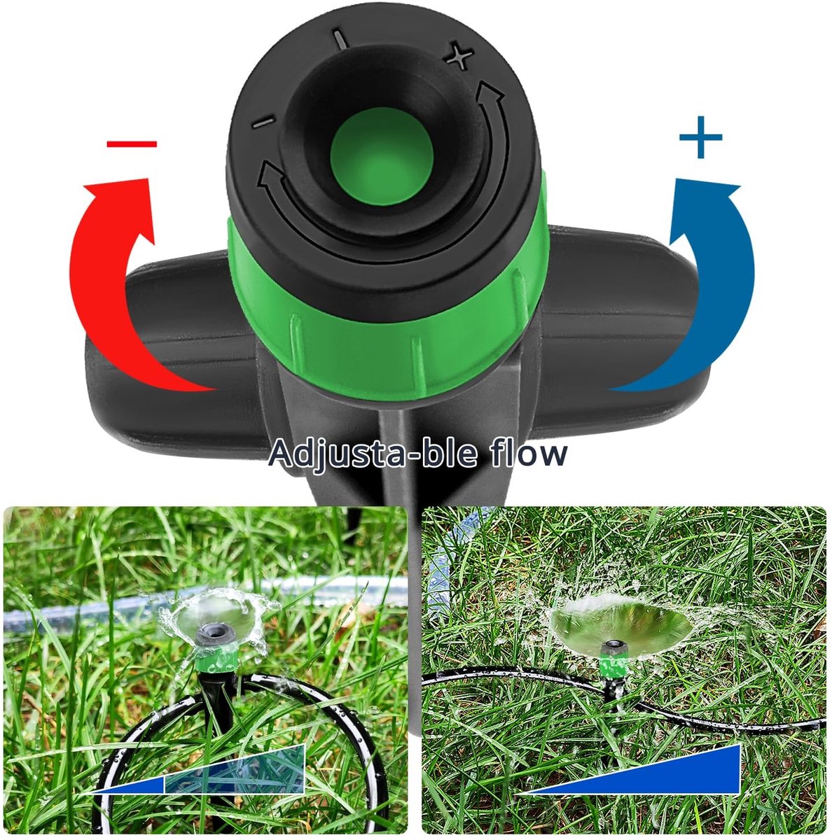 18 Stuks Verstelbare 360 Graden Waterstroom Drippers met Vergrendelstang voor 1/4 Inch Slang, Drip Irrigatie Emitter Sprayer voor Tuin en Plantenverzorging
