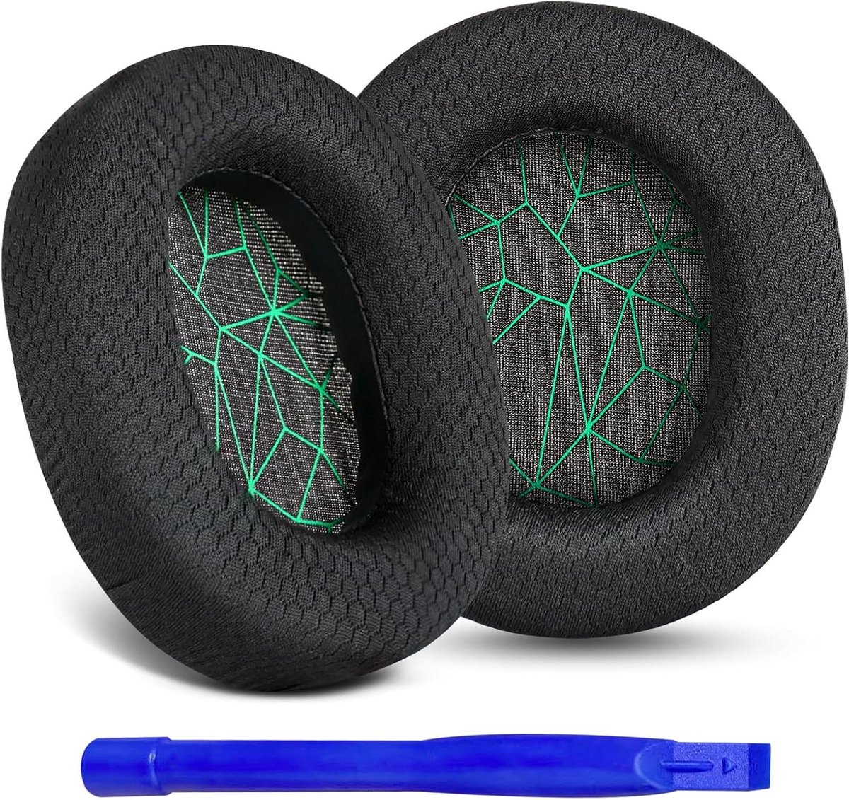 Vervangende Oorkussens - Oorkussentjes Hoezen - Gaming Comfort - Geheugenschuim Vulling - 16 x 11 x 2.9 cm - Groen