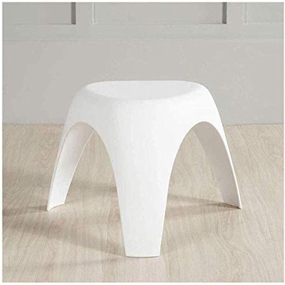 Gestoffeerde voetenbank - Kleine kruk - Zitcomfort creëren - Stabiele structuur - 50 x 37 cm - Wit