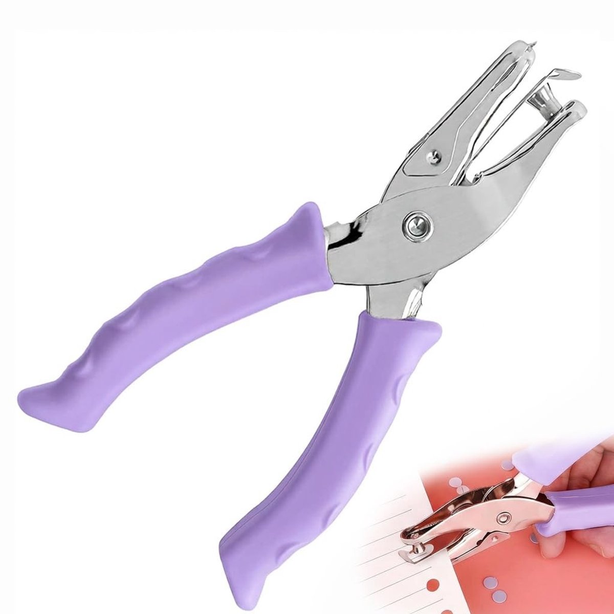 Perforatietang voor papier met 6 mm gatdiameter, handmatige cirkelperforator met zachte grip voor testplaketten, ideaal voor kantoor en thuisgebruik
