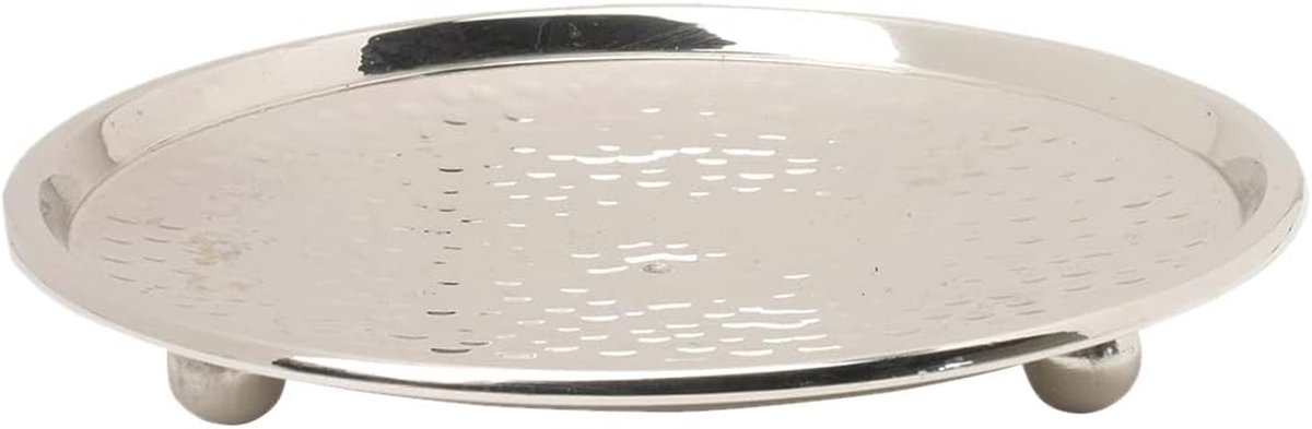 Kaarsenplateau - Kaarsenonderzetter Kaarsenschaal - Kaarsen Decoreren - Vergulde Messing - Ø 12 cm - Glanzend Zilver