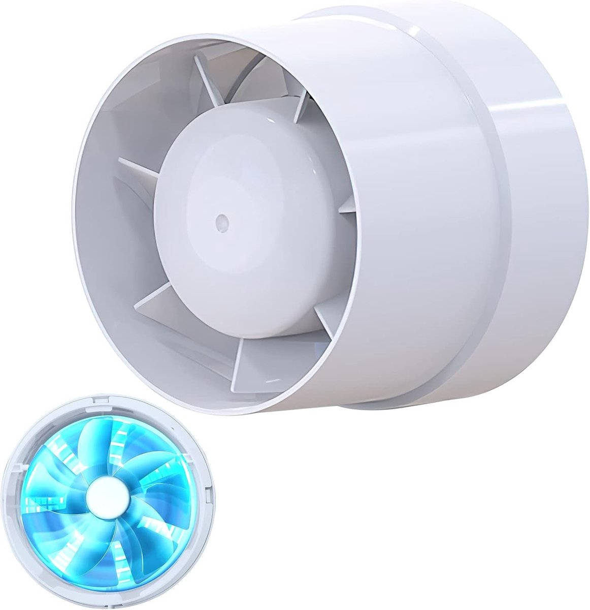 Afzuiging badkamer - Kanaalbuisventilator - 100 mm - ABS Kunststof - Voor Badkamer en Keuken