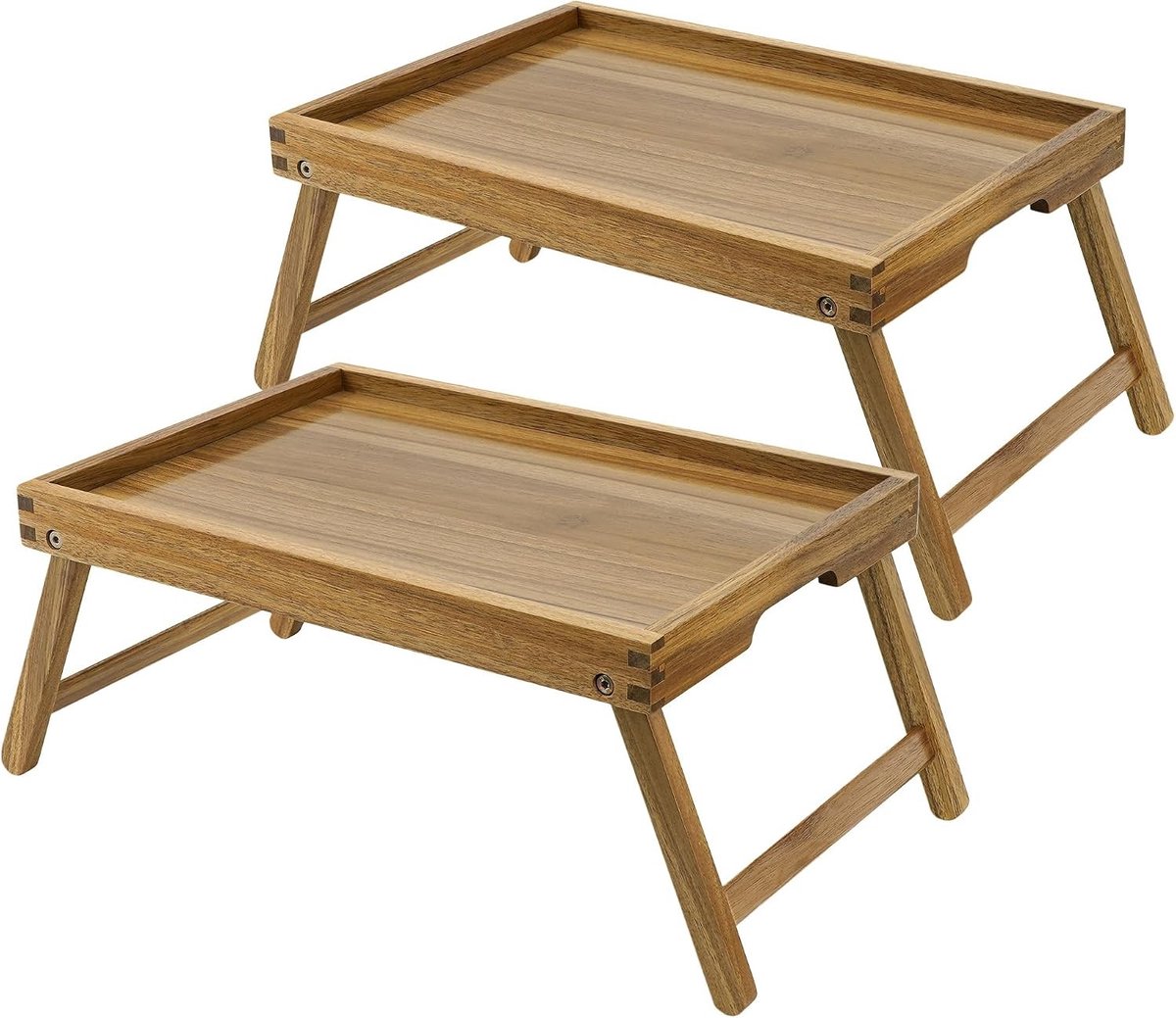 Bedtafeltje voor op bed - Hout - 43 x 30 x 4 cm - Inklapbaar houten ontbijtbureau - Multifunctioneel voor bed en bank