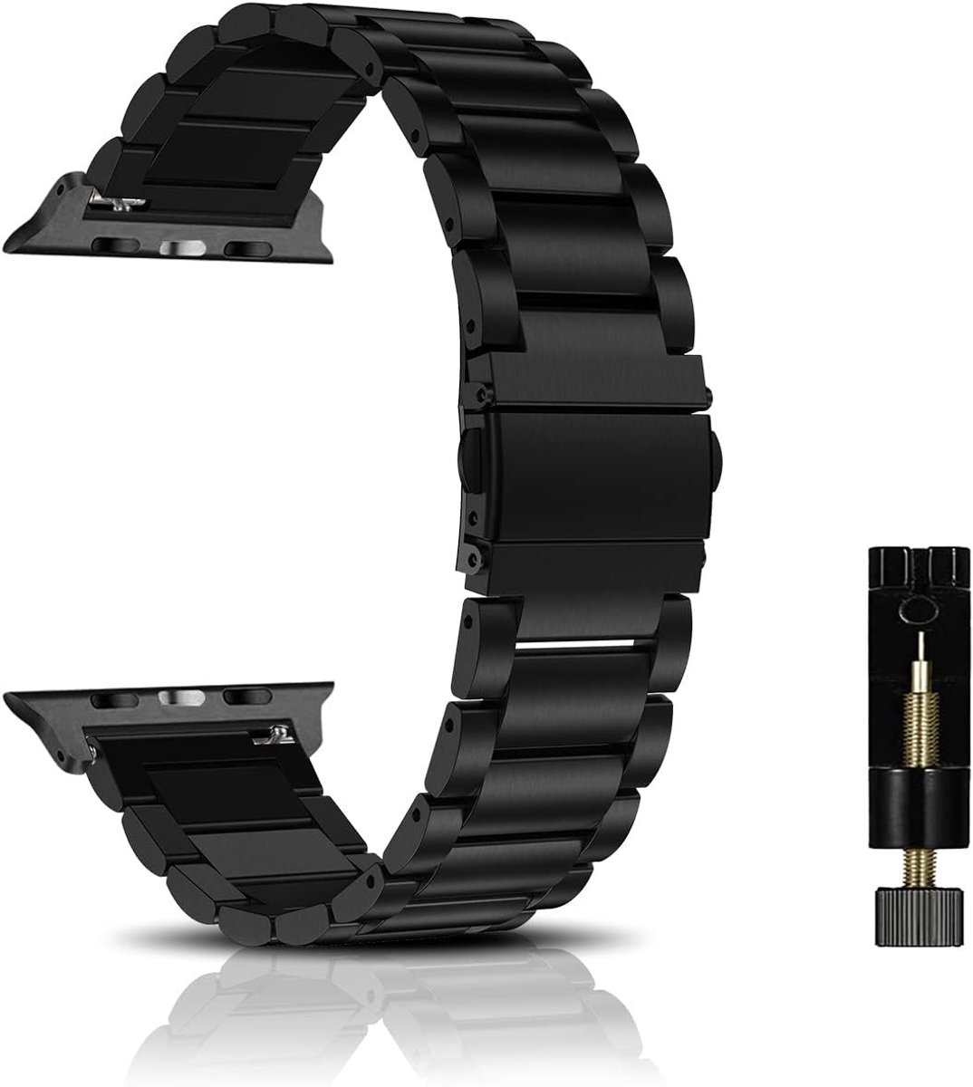Metaal Horlogeband Geschikt voor 44 mm/42 mm/45 mm/49 mm en 38 mm/40 mm/41 mm Apple Watch, Unisex RVS, Zwart, Duurzaam en Stijlvol