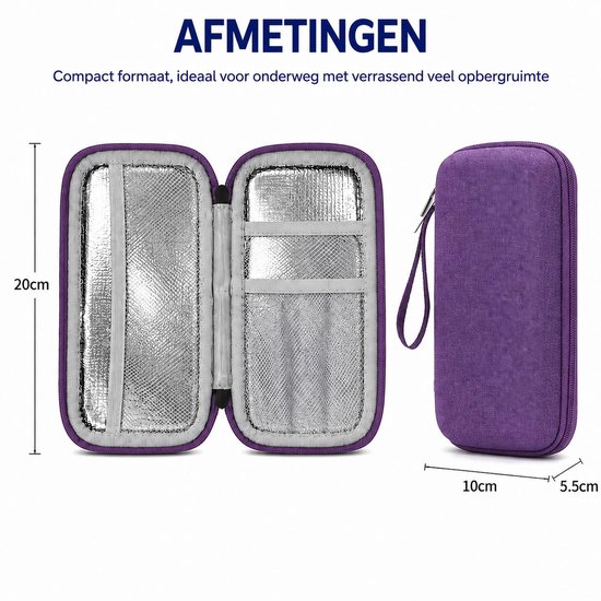 ETSELLS Insuline Koelcase PAARS - Medicatie Koeltas - Inclusief 2 Ice Packs - Waterdicht & Schokbestendig - Diabetes Etui - Voor Reizen van Etsells — afbeelding 2