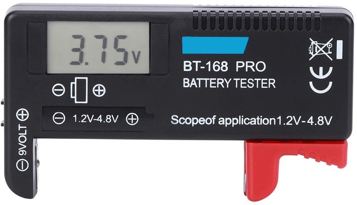 Batterijtester - Zwart - Compact Formaat - Digitale LCD Batterijtester voor Knoopcel- en Kleine Batterijen