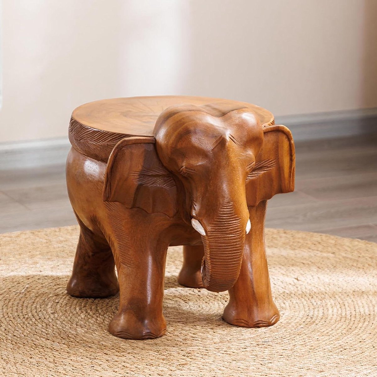 Dieren Voetenbank - Poef Krukje - Zitplek Creëren - Schattig Olifant Design - Maat M - Grijs