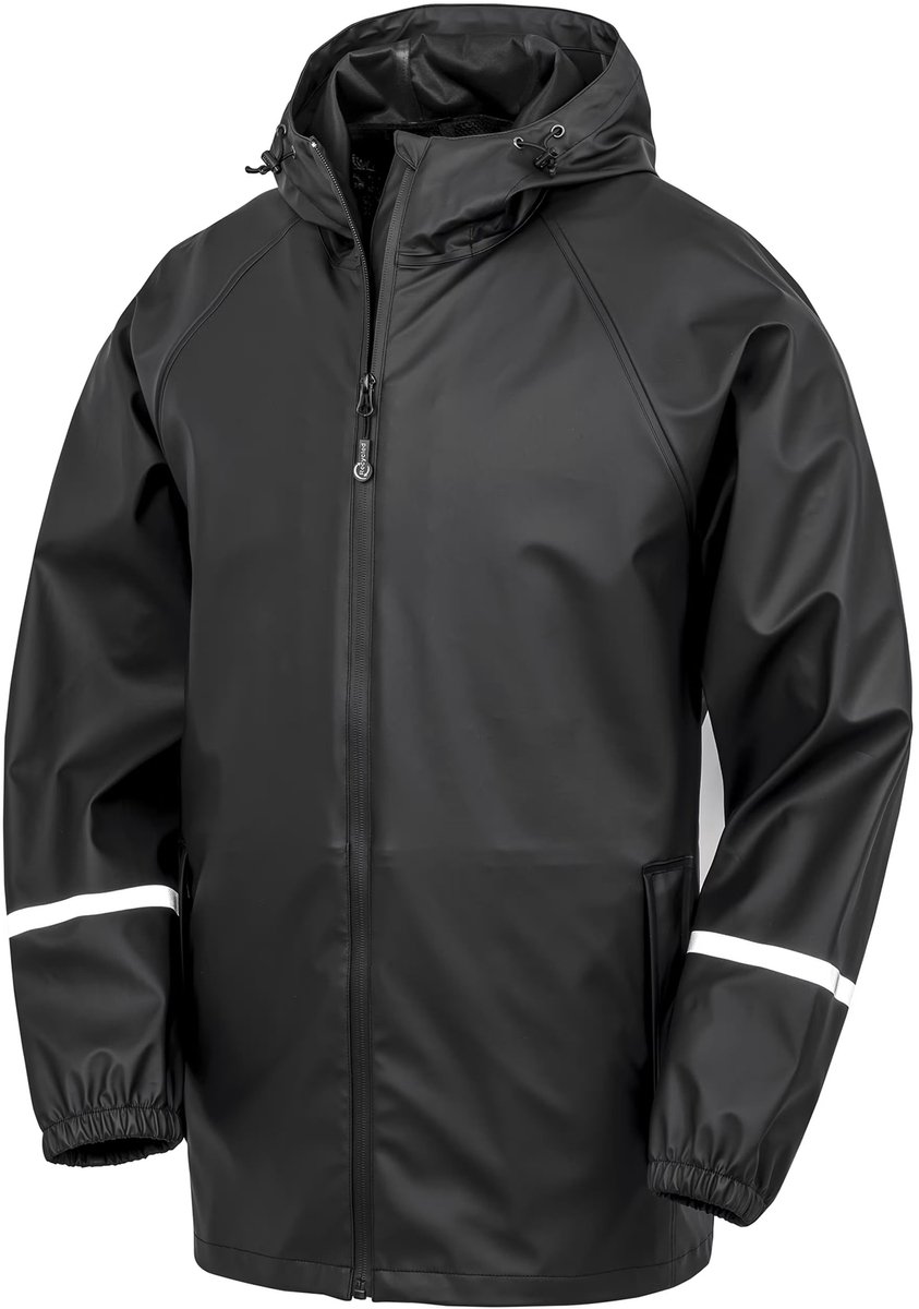 Result Prism PU Waterproof Jacket with Reflective Bands & Recycled Backing RT915 - Black - M