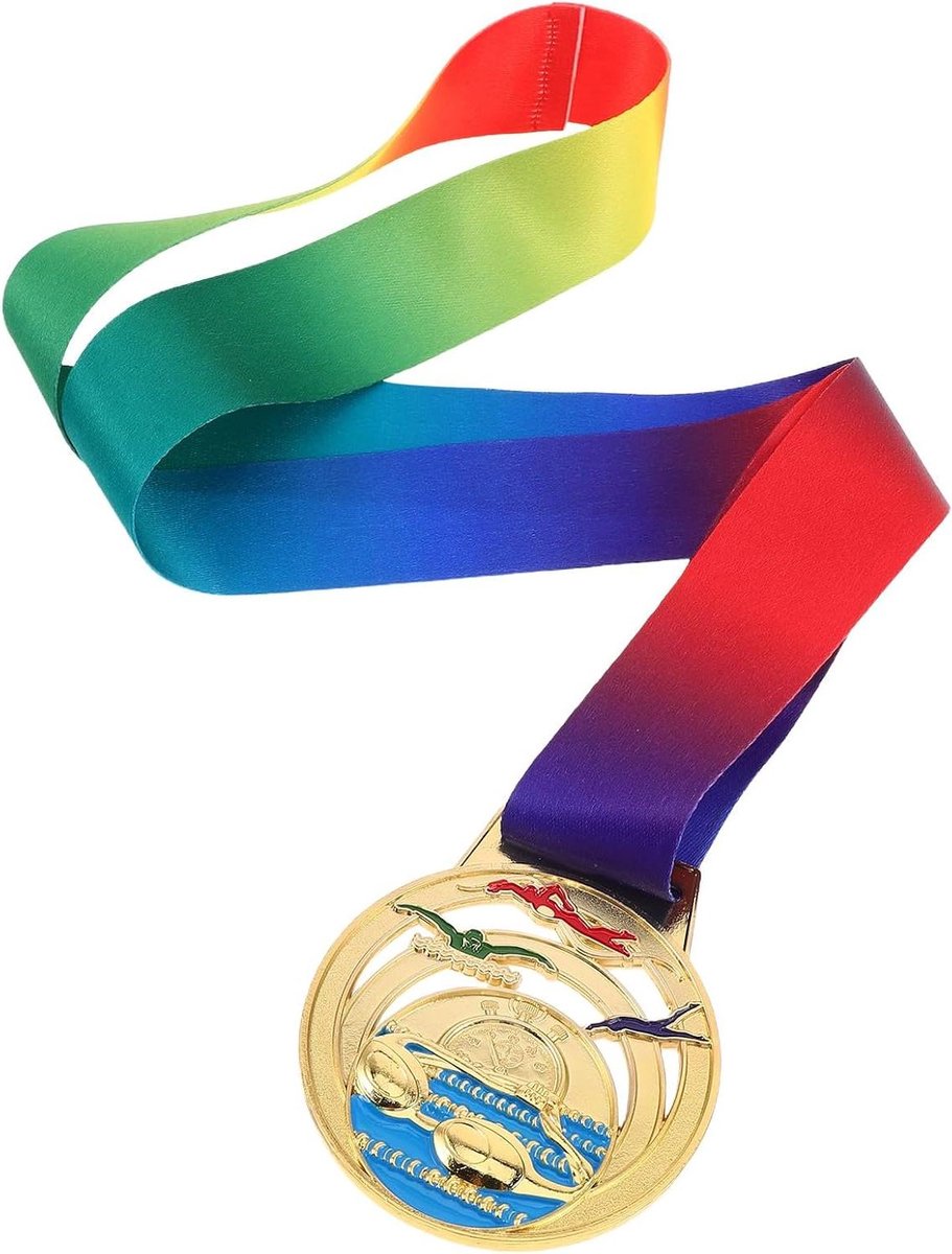 Zwemmedaille - Trofee medaille - Sportwedstrijden winnen - Creatief ontwerp - 49 cm - Goud