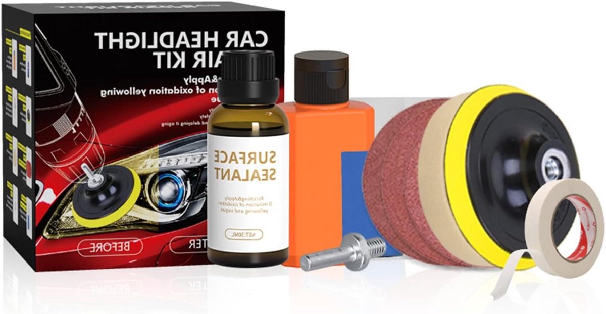 Koplamp Polijstset - Koplamp Restauratie Kit - Auto Onderhoud - Verwijdert Krassen - 30 ml Reparatie middel - N.v.t.