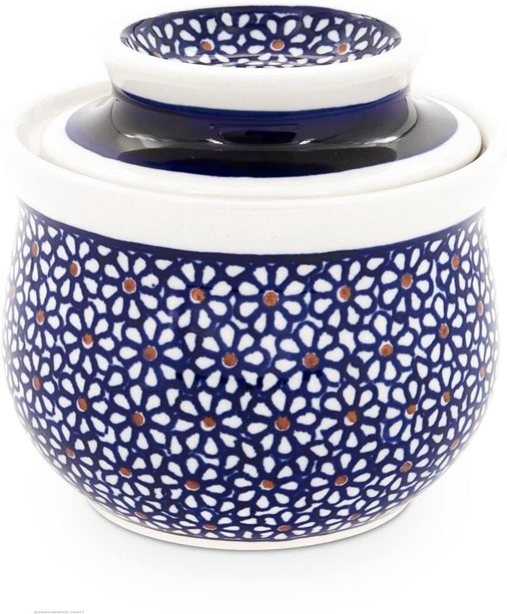 Botervloot Waterkoeling - Franse botervloot - Boter bewaren - Handgemaakt Decor 120 - 175 gram - Blauw