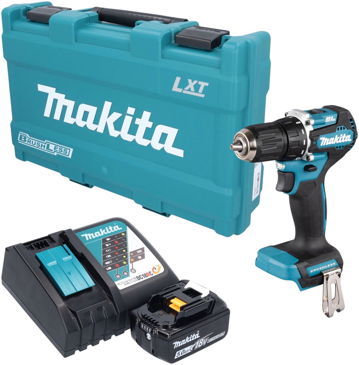 Makita DDF 487 RT1K accuboormachine 18 V 40 Nm borstelloos + 1x accu 5,0 Ah + oplader + koffer
