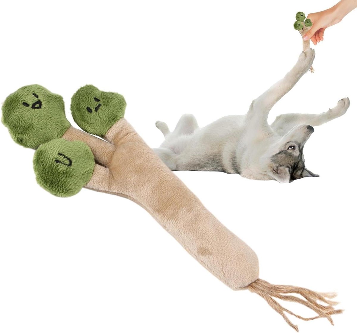 Honden Pluche Speelgoed - Kauwspeelgoed Hond - Interactief Spel - Gevuld Met Babbelgeluid - 22 x 9 cm - Groen