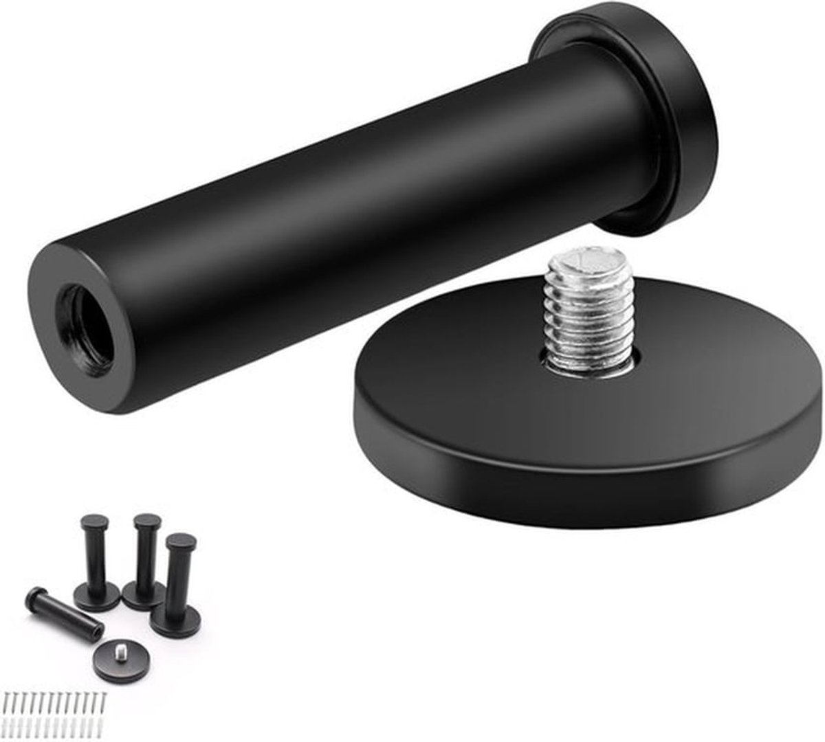 Handdoekhaken 4 Stuks - Zwarte Wandhaken - Roestvrij Staal - Wandmontage - Hoogwaardige Muurhaken - Ø 22 mm / 73 mm Lengte