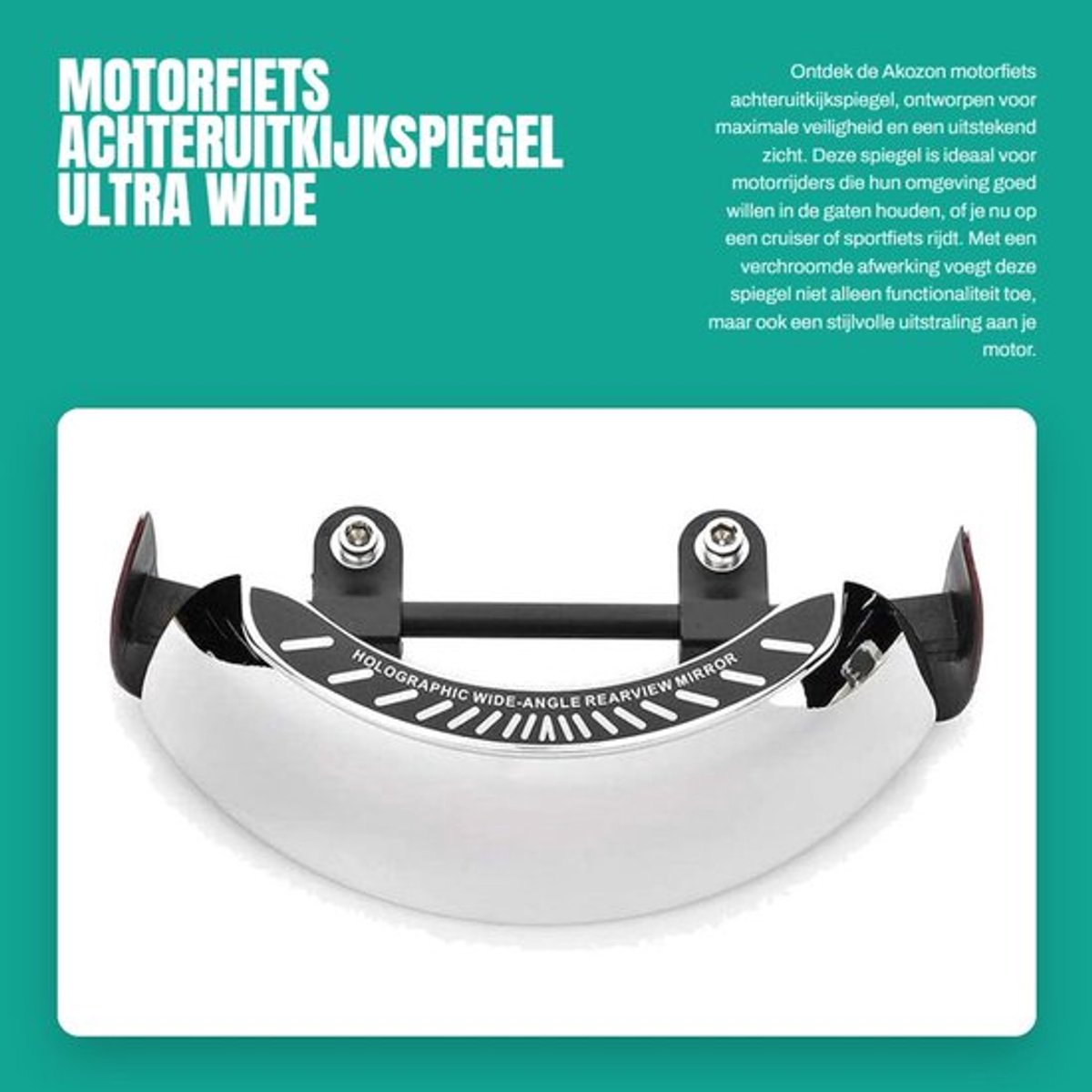 Achteruitkijkspiegel Universeel - Verchroomd - 180° Ultra Wide Angle - Motorfiets - Voorruit Beugel - ABS Materiaal - Motorfiets Spiegel