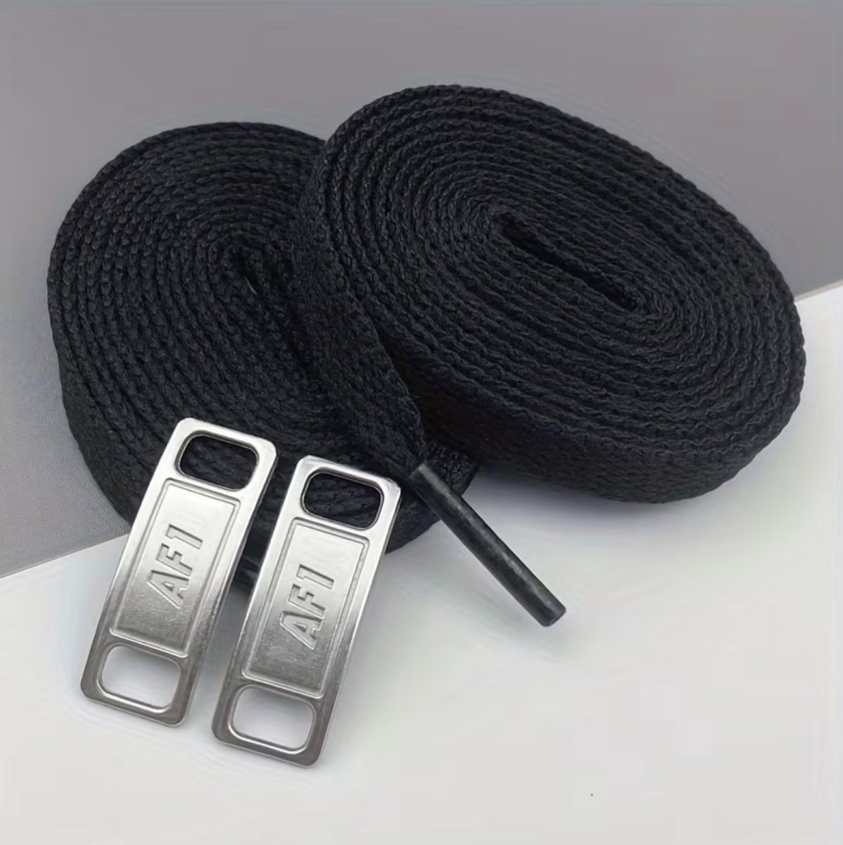 Airforce veter gesp zilver + zwart vetes - nike airforce - AF1 - schoenaccessoires - gesp