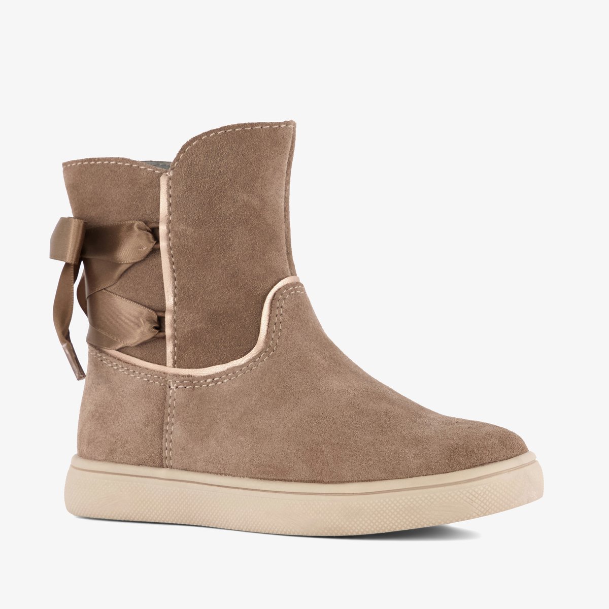 Stap suède meisjes enkellaarsjes met strikjes beige - Maat 24