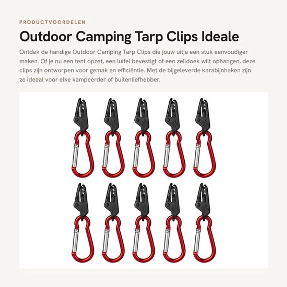 Tarp Clips - 10 Stuks - Bevestigingsclips voor Zeildoek - Camping/Tentclips - Dekzeilklemmen - Gebruiksvriendelijk - Compact Ontwerp - Dekzeilclips