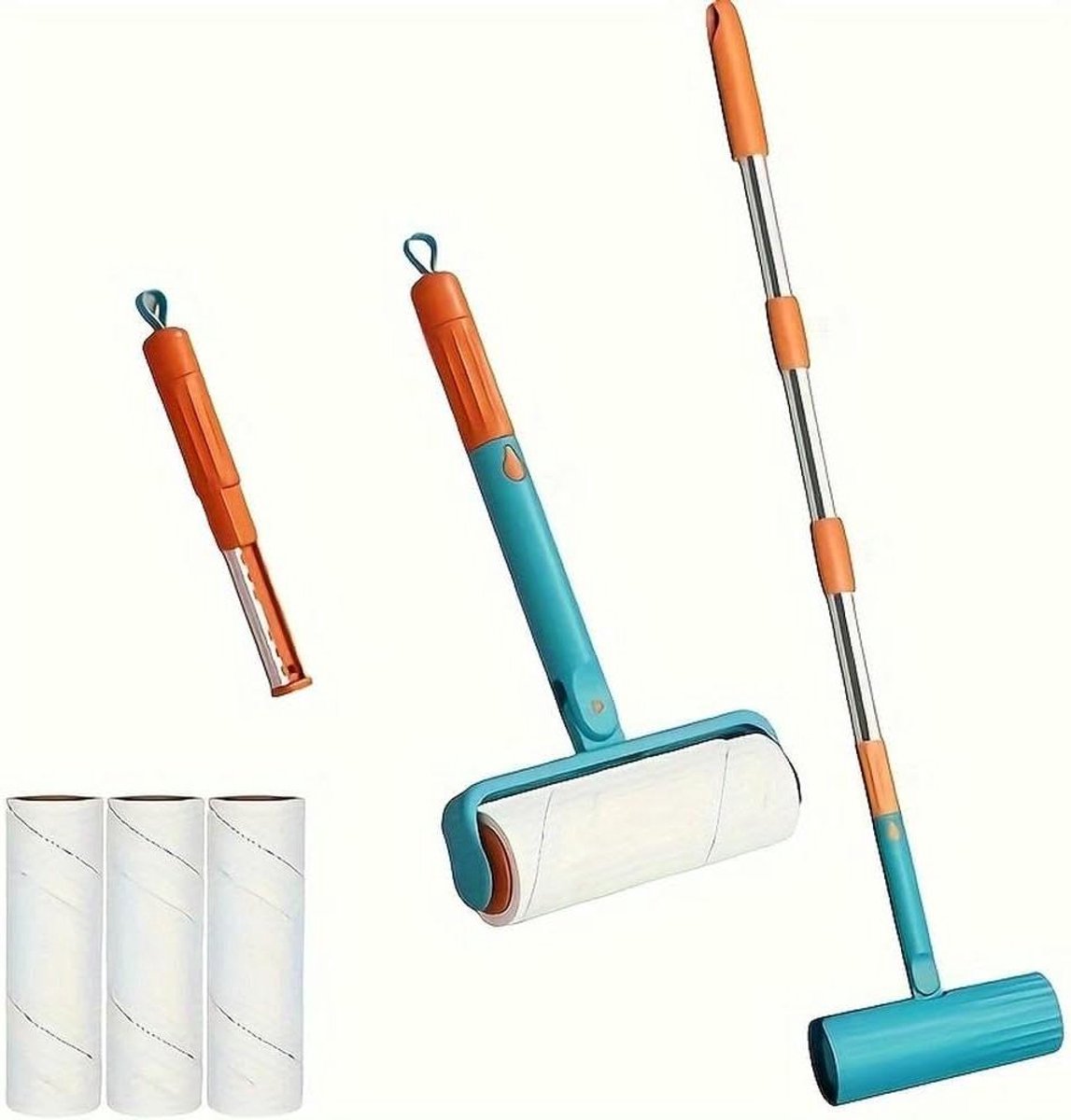 Pluizenroller Met Stofkap - Kledingroller Ontpluizer - Huis Dierenhaar Verwijderen - Uitschuifbaar Met 3 Navullingen - 180 Vellen - Groen