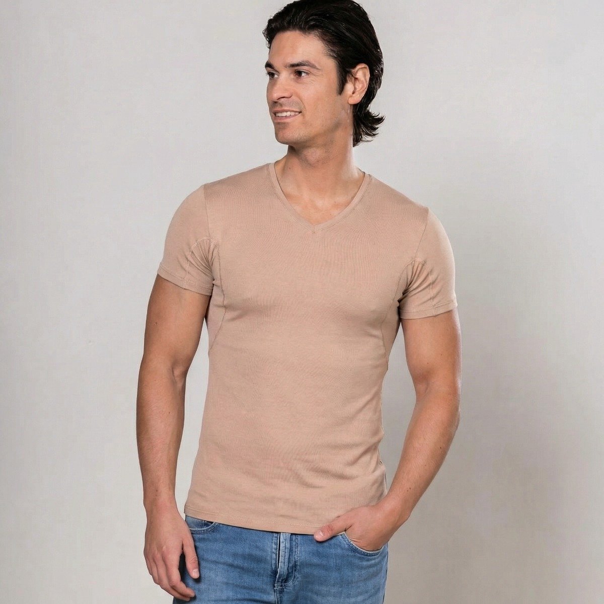 Alca Fashion - V-Shape - Heren T-Shirt Lite V-Hals - Natural - S