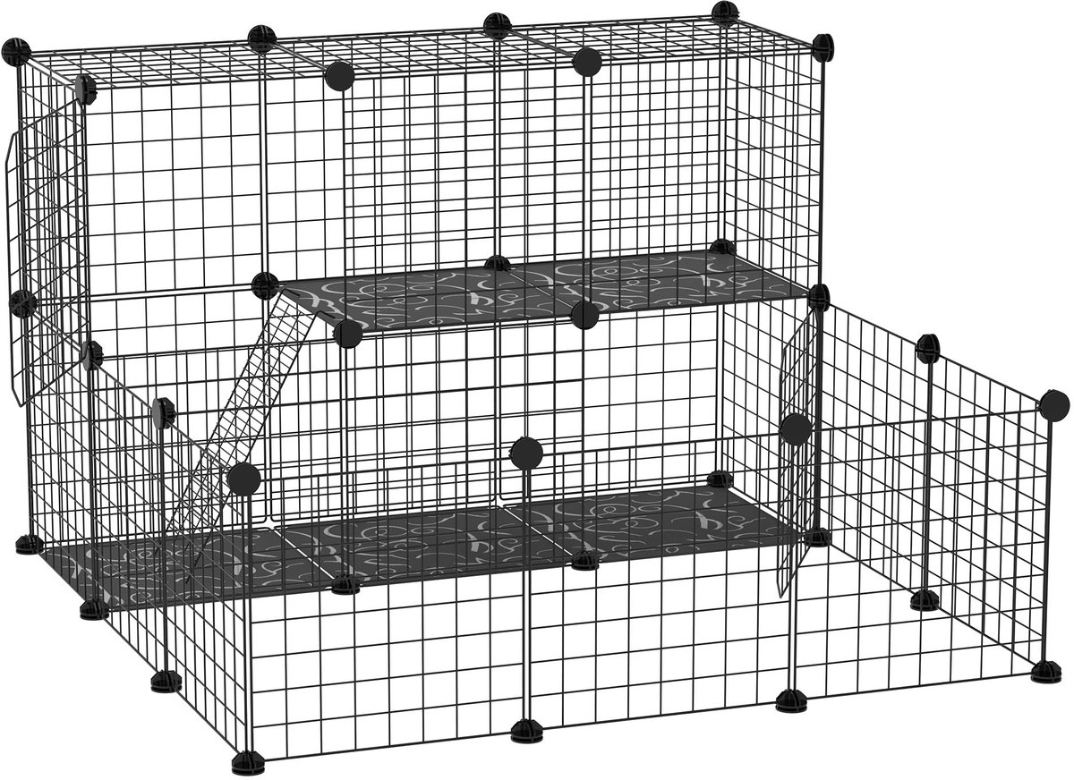Ren voor kleine huisdieren - Speelren Puppyren - Afneembare speelren voor huisdieren - DIY - 105 x 105 x 70 cm zwart