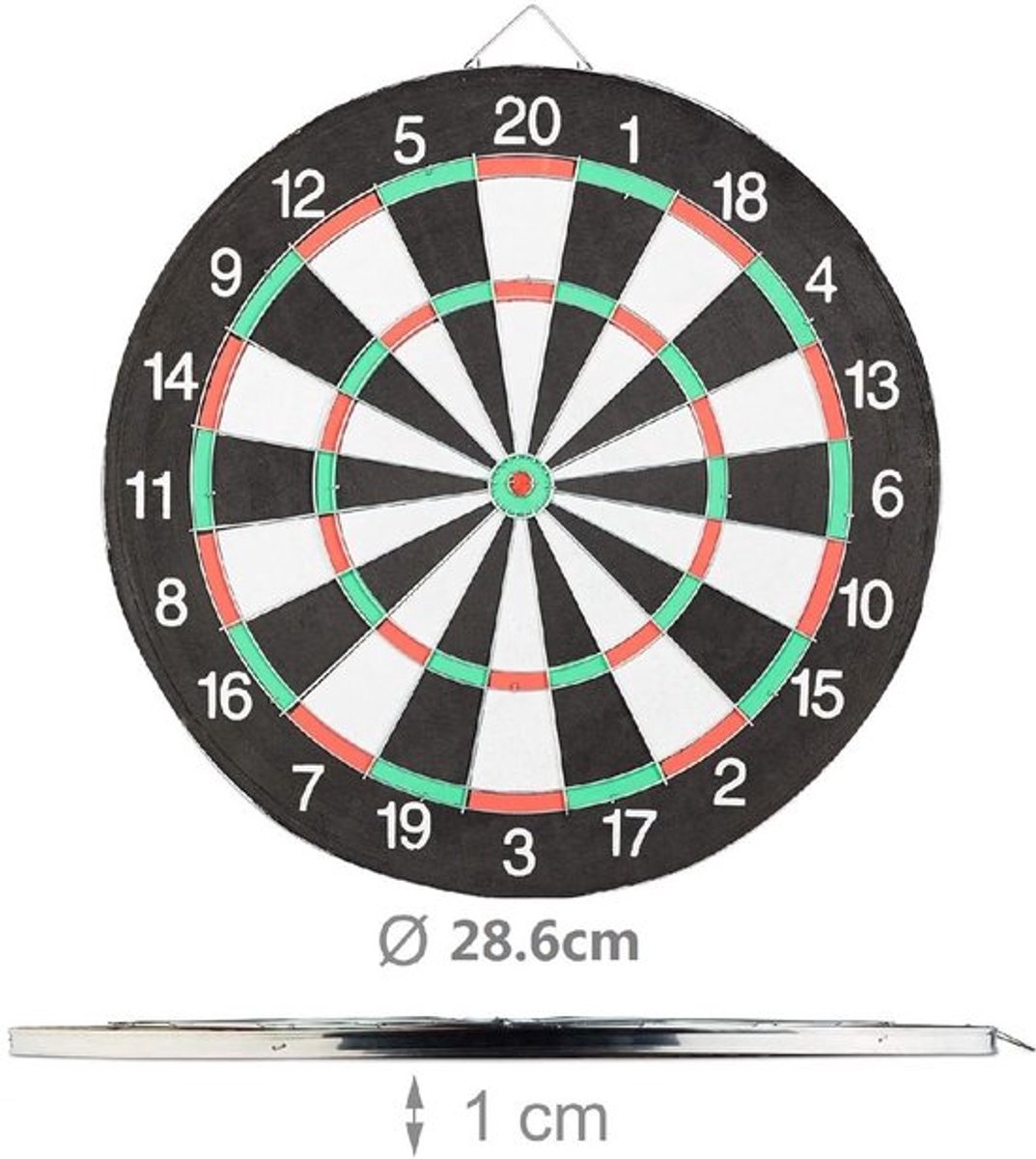Dartbord Klassiek - Dartset met 4 Professionele Darts - Dubbelzijdig Spel - Papieren Kaart voor Beginners - Eenvoudige Installatie - Hoogwaardige Vezel - Dartspel