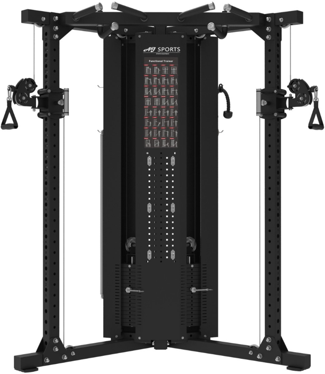 AJ-Sports Multi-Functional Trainer – Dubbel Kabelstation – 2x 100 kg Gewichtsstapel – Cable Crossover met Pull Up Bar