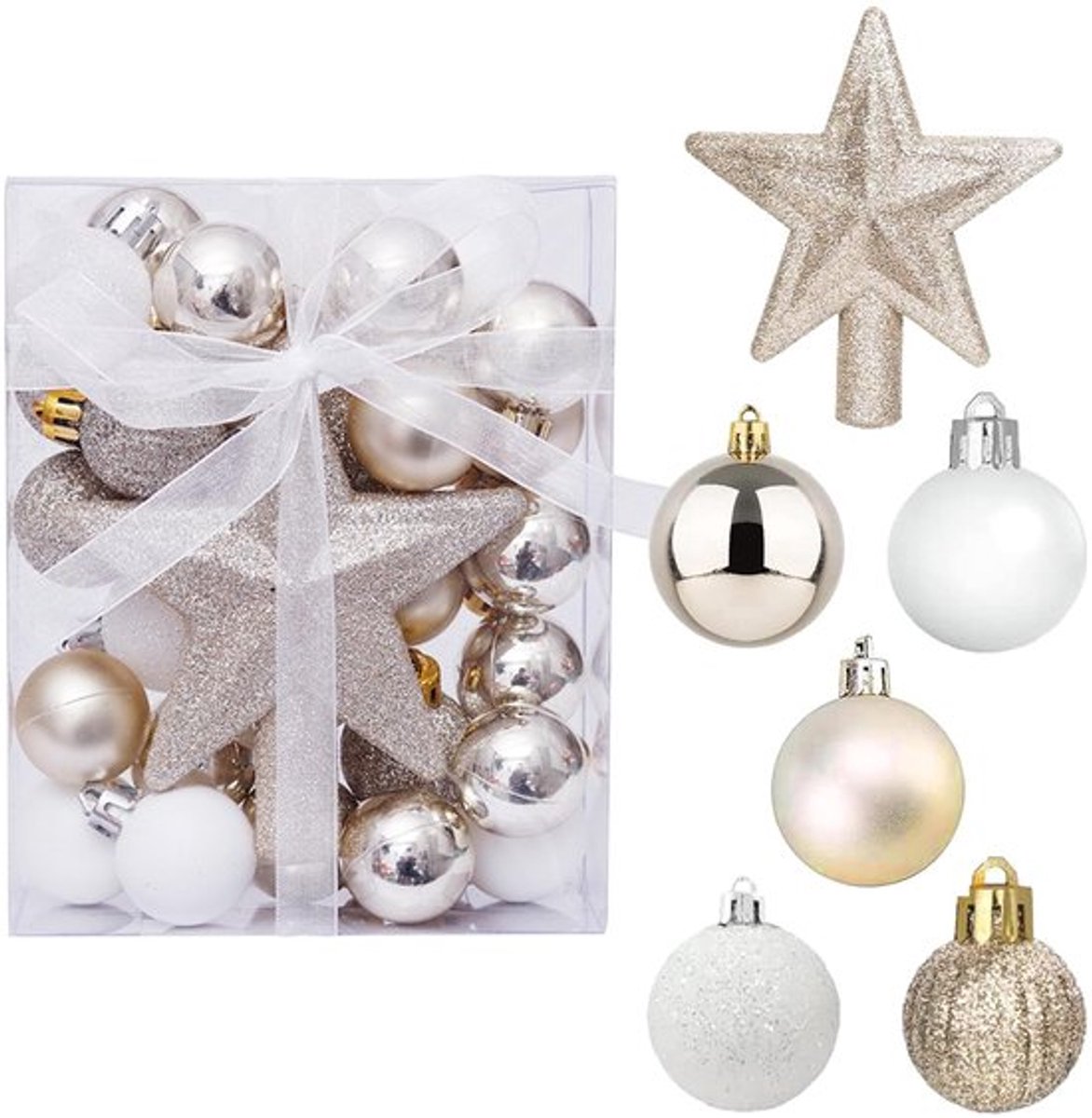 30 stuks mini-kerstballen, kunststof kerstballen, 3 cm, kleine kerstballen, decoratie voor kerstballen, voor kerstboom, slinger, feest