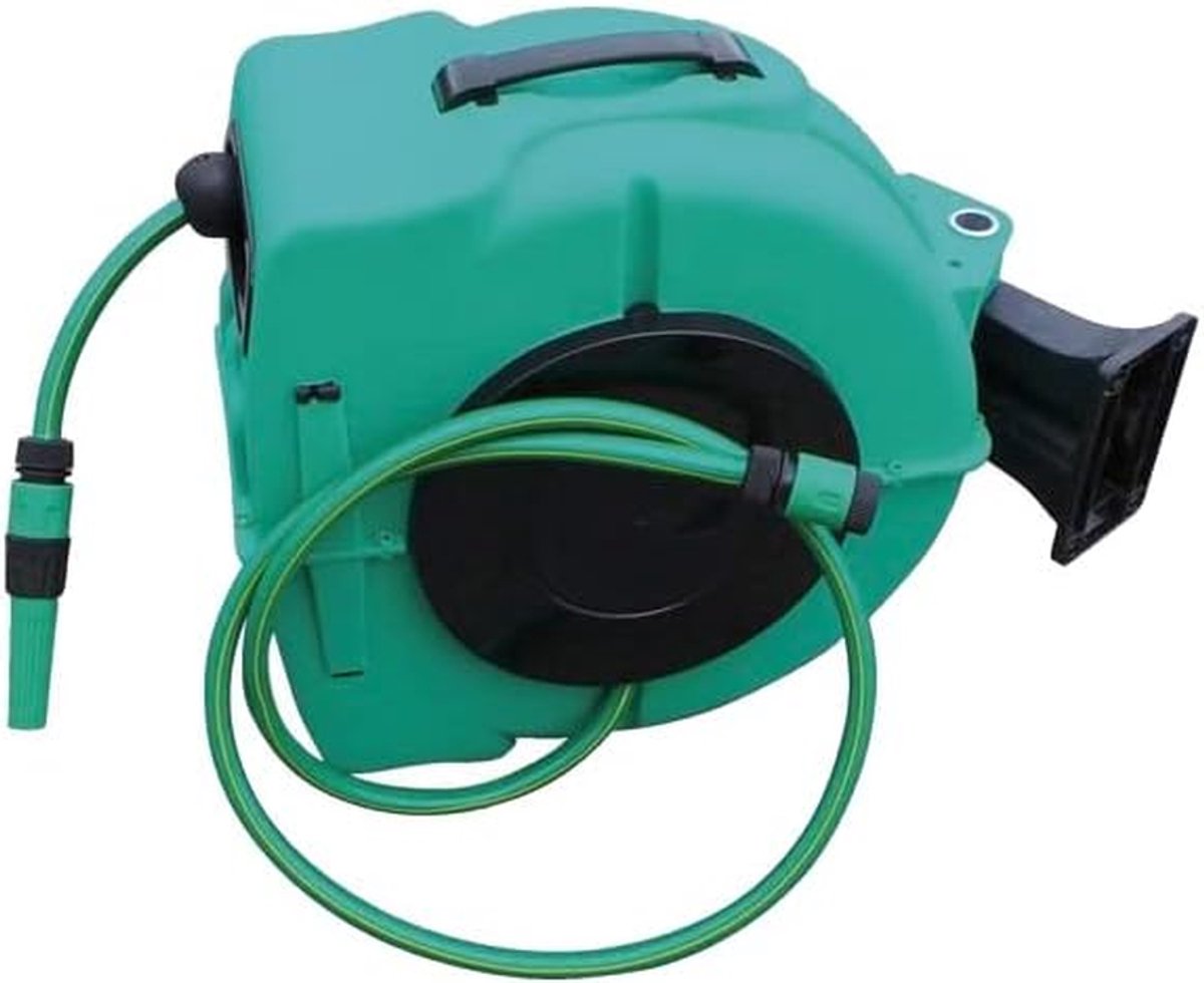 Automatische Wandslanghaspel - Tuinslanghouder - Tuin Water Geven - Automatische oproller - 20 Meter - Groen