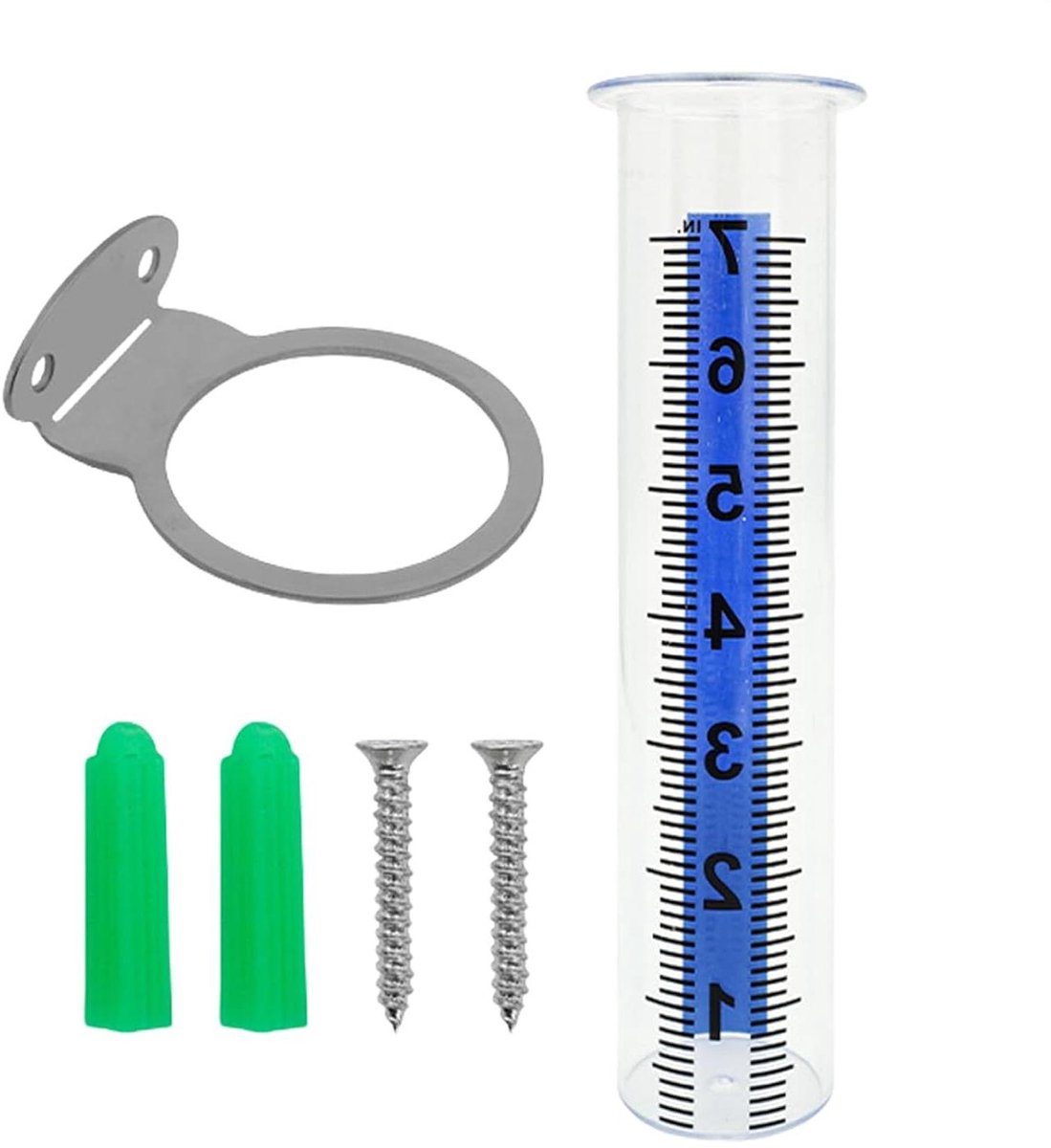 Regenmeter - Neerslagmeter Tuin - Weer Bewaken - Nauwkeurige Metingen - 25 Centimeter - Transparant