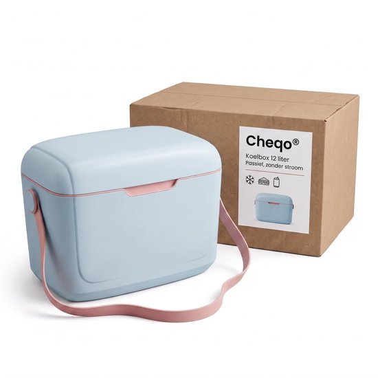 Cheqo® Koelbox - Passieve Koelbox Zonder Stroom - Draagbare Koelbox - Kleine Koelbox met Schouderband - Koeltas voor Camping en Strand - Picknick Koelbox voor Festival en Auto - Lunchbox Koeler - Isolatiebox - Koelbox Blauw - Frigobox van Cheqo — afbeelding 4