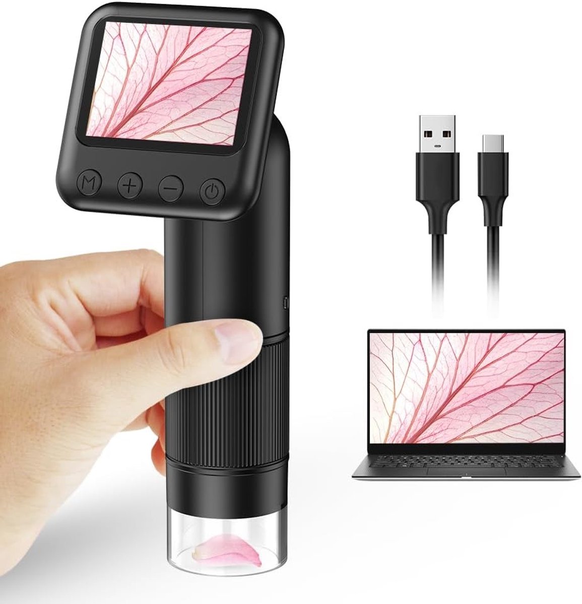 Handmicroscoop - MS008 - 800-voudig - Digitale Zakmicroscoop met LED en LCD-scherm - Voor Kinderen en Beginners