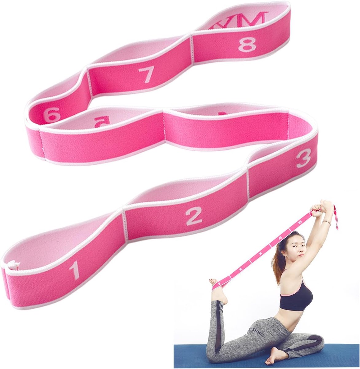 Elastische oefenband voor sport - accessoires voor gymnastiek en yoga om uit te rekken - fitnessapparatuur (roze)