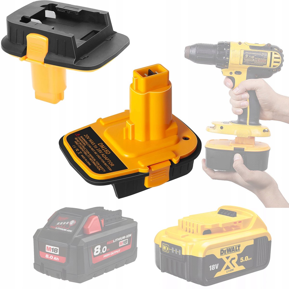 Rosfix Adapter Vervanging - Accu's Geschikt voor DeWalt 18V/20V, Milwaukee M18