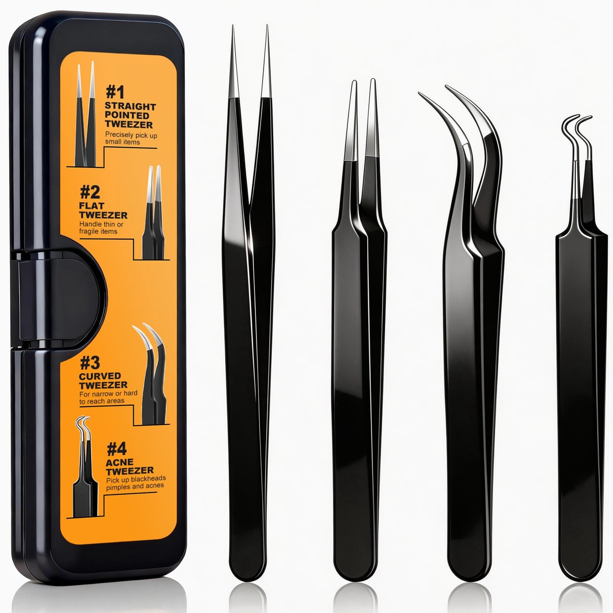 Omgoods - Set van 4 Precisie Pinzetten voor Diverse Toepassingen