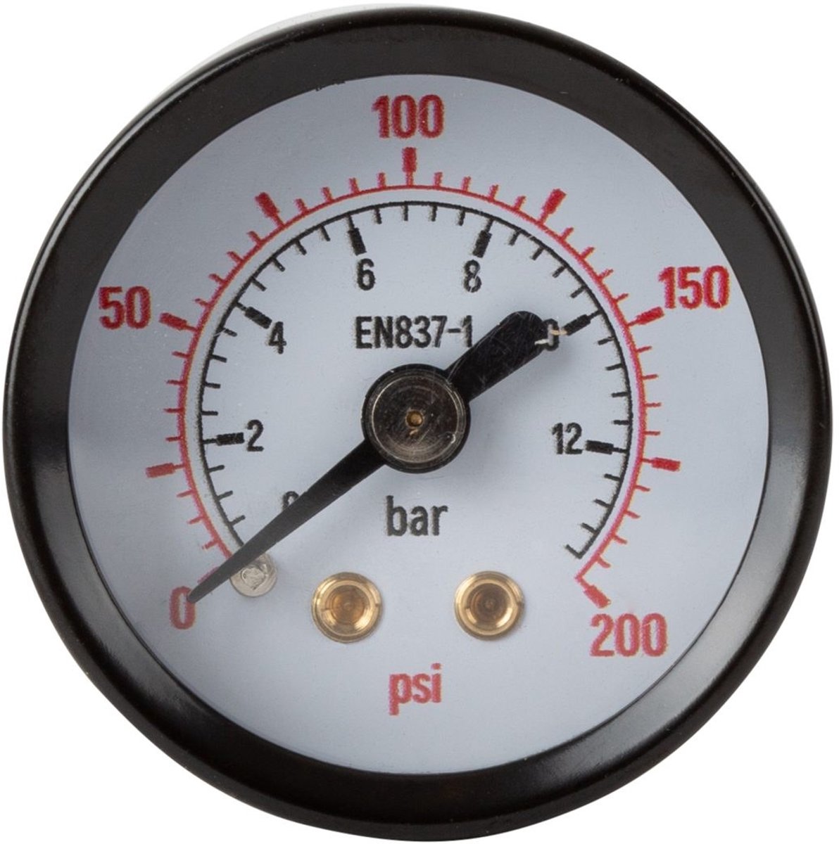 Manometer drukmeter 1/8 BSP – 0-13 bar / 200 PSI – Achteraansluiting – Stalen behuizing