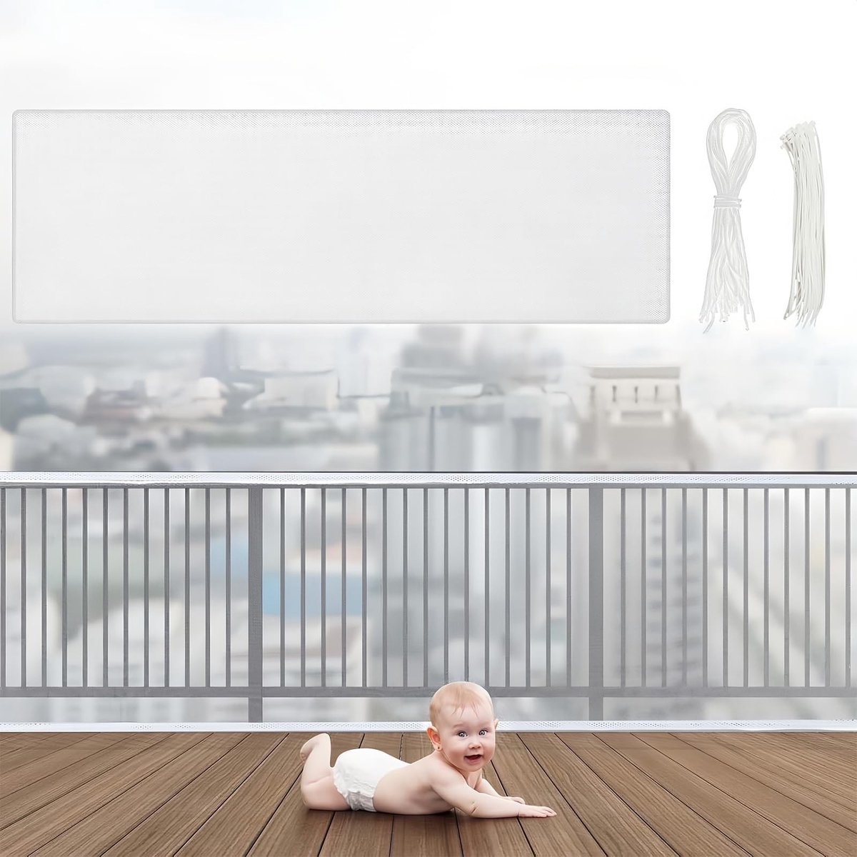 Omgoods - Veiligheidsnet voor Kinderen en Huisdieren 3m Wit