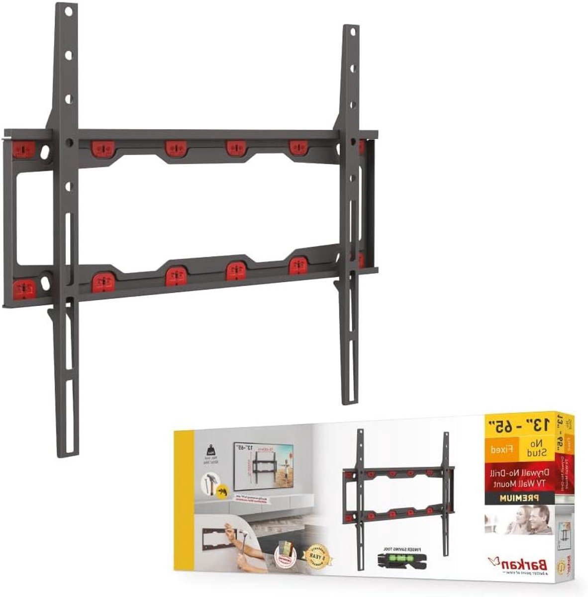 TV muurbevestiging - Vaste houder - Ruimte besparen - Geen boren nodig - 13-65 inch - Zwart