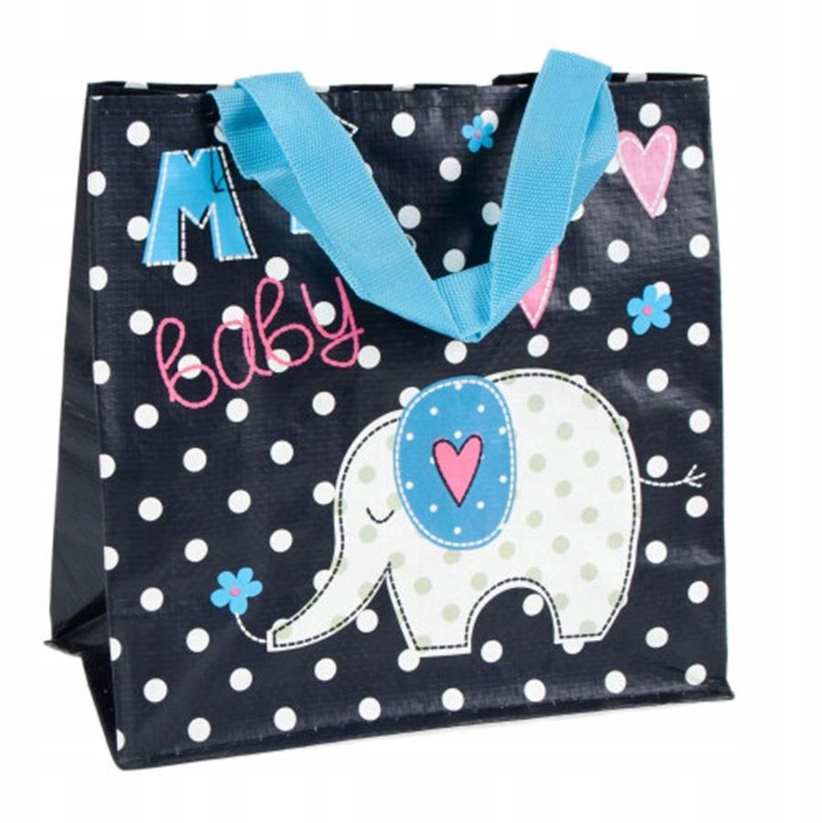 Ecologische boodschappentas 26x26x12 cm, 8L, met olifantprint