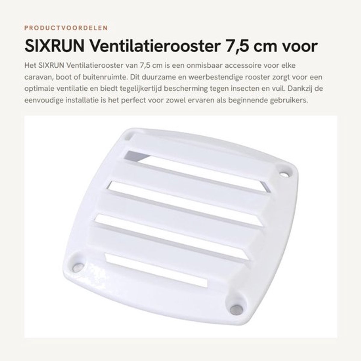 Ventilatierooster 7,5 cm - Ventilatie - Afzuigventiel - Ventilatierooster afsluitbaar - Schoepenrooster - Weerbestendig en UV-bestendig - Luchtrooster