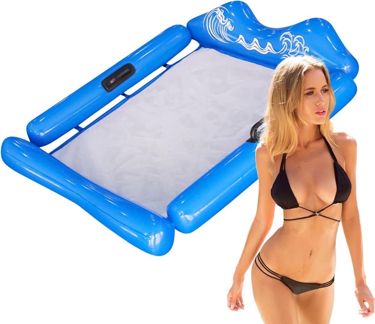 Zwembad Hangmat - Waterstoel Opblaasbaar - Ontspannen in Water - Drukbestendig Materiaal - 78 x 110 cm - Blauw