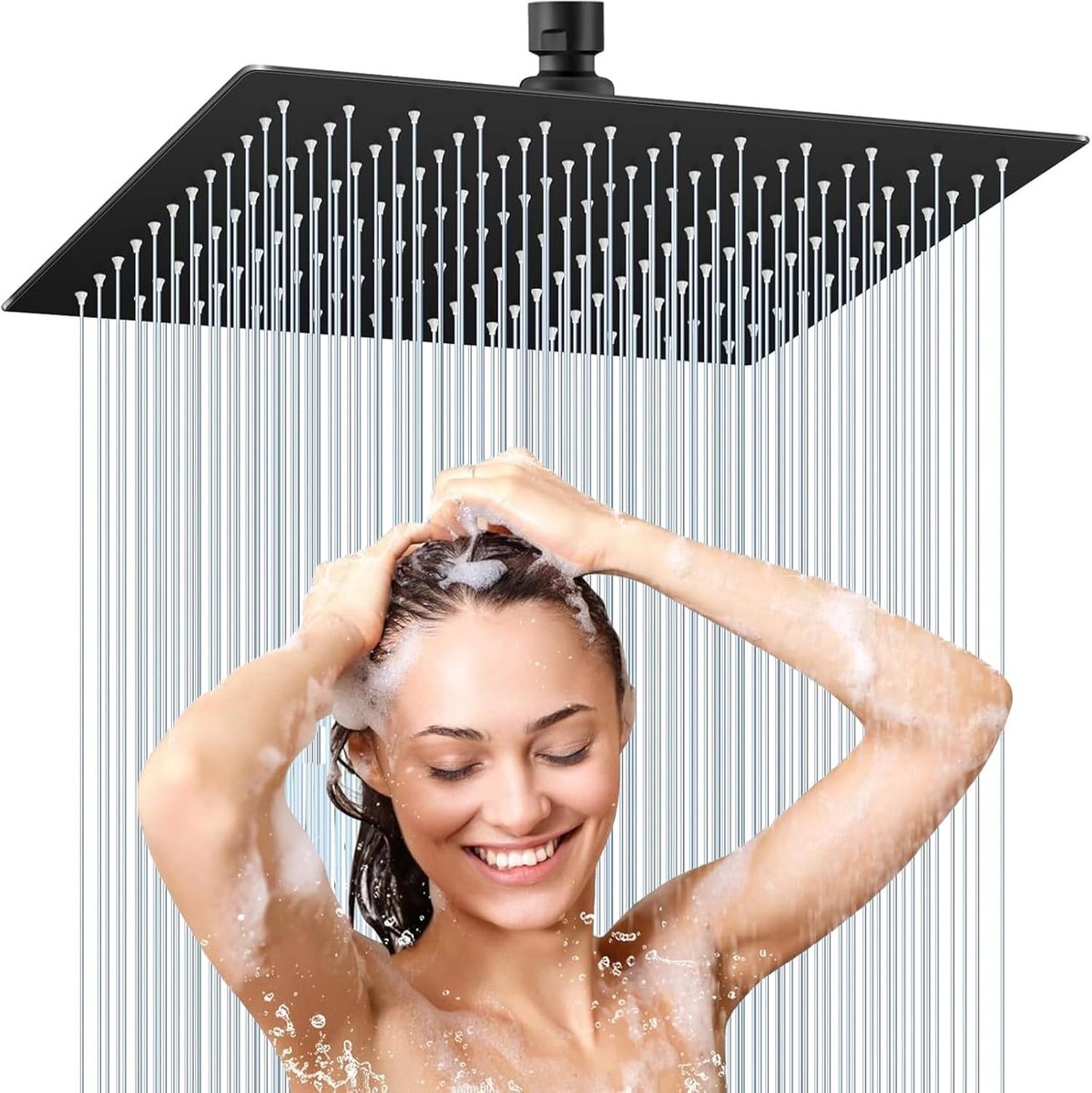 Regendouche deluxe - Zwart - 30 x 30 cm - Roestvrijstalen Vierkante Douchekop - Voor Luxe Douche-ervaring