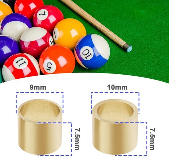 Adereindhulzen Messing - 10 Stuks - 9 x 7,5 mm / 10 x 7,5 mm - Biljart Accessoires - Corrosiebestendig - Vervangingsset - Biljartaccessoires — afbeelding 5