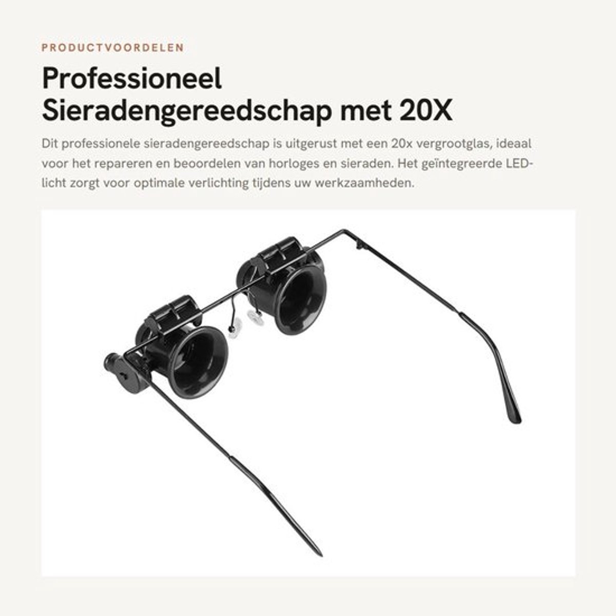 Professioneel Sieradengereedschap met 20X Vergrootglas en LED-Licht