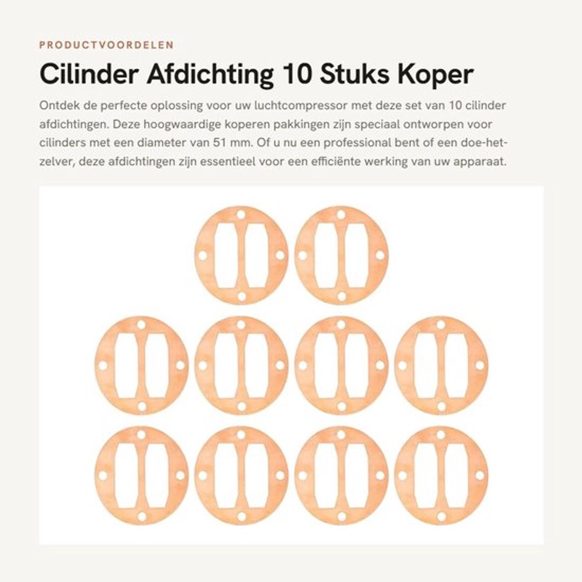 Cilinderafdichting 10 Stuks - Koperen Pakking - Afdichtingspakking - Buitendiameter 79 mm - Toepasselijke Cilinderdiameter 51 mm - Verzegelingsfunctie