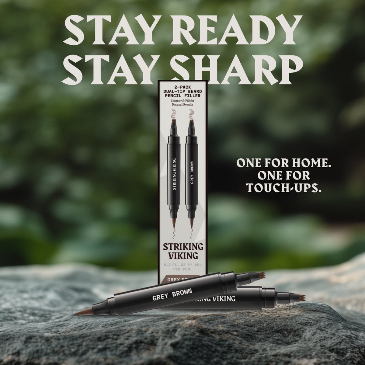 Striking Viking Beard Filler Pen voor Mannen - Grijsbruin - 2-pack