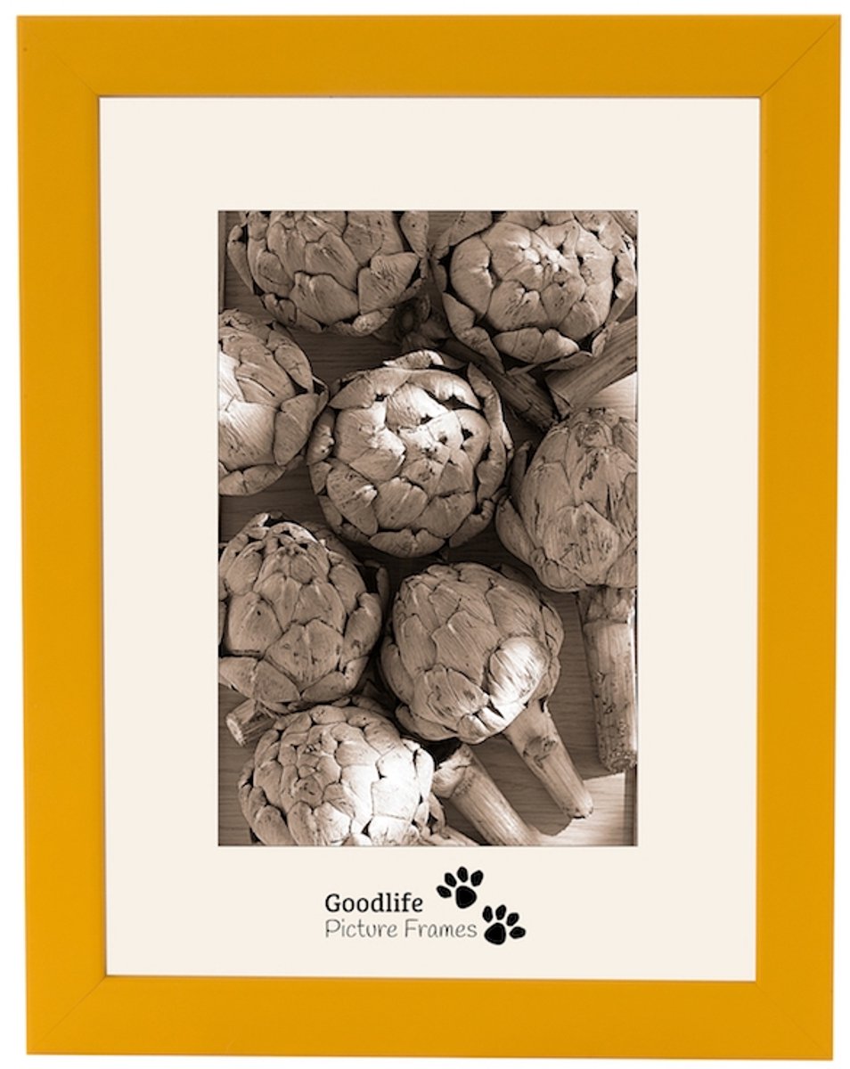 Houten Fotolijst Anitra Geel - 30x90 - Helderglas - 18 mm breed profiel - Goodlife Picture Frames