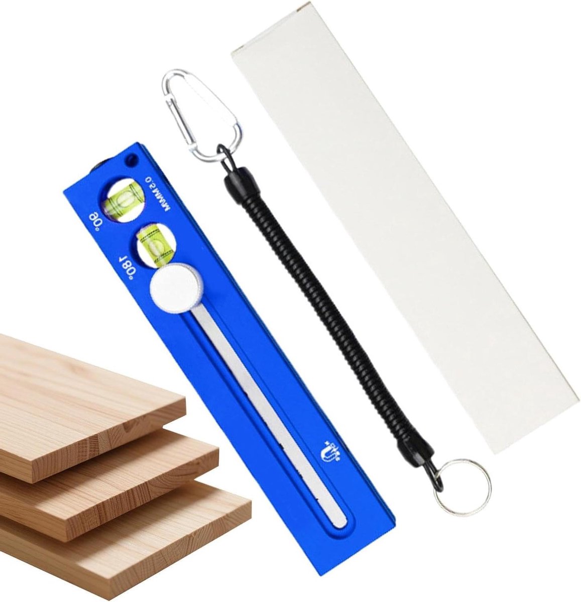 Houtbewerking Liniaal Winkelhaak - Schuifbare Meetwinkelhaak - Nauwkeurig Aftekenen - Precisie Waterpas Systeem - 18.5 cm - Blauw
